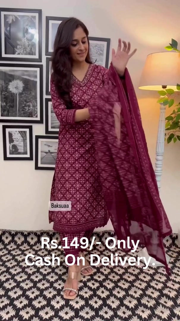 MAROON EMBROIDERED AFGHANI SUIT