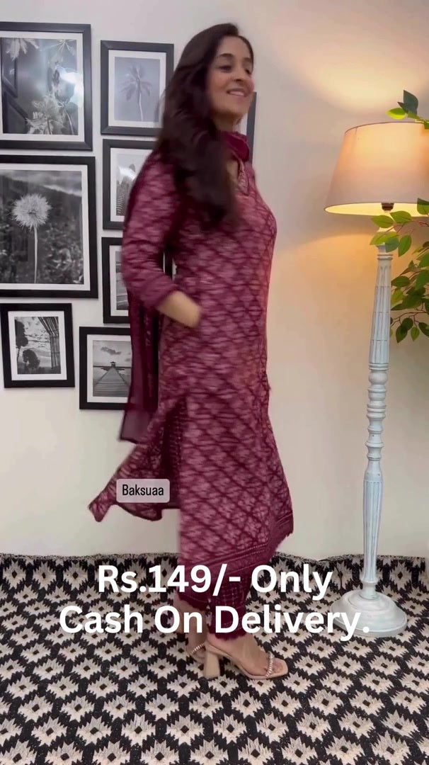 MAROON EMBROIDERED AFGHANI SUIT