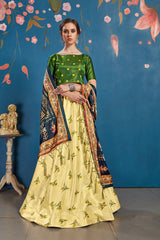 Beautiful Lemon Color Art Silk Digital Printed Festival Wear Lehenga Choli