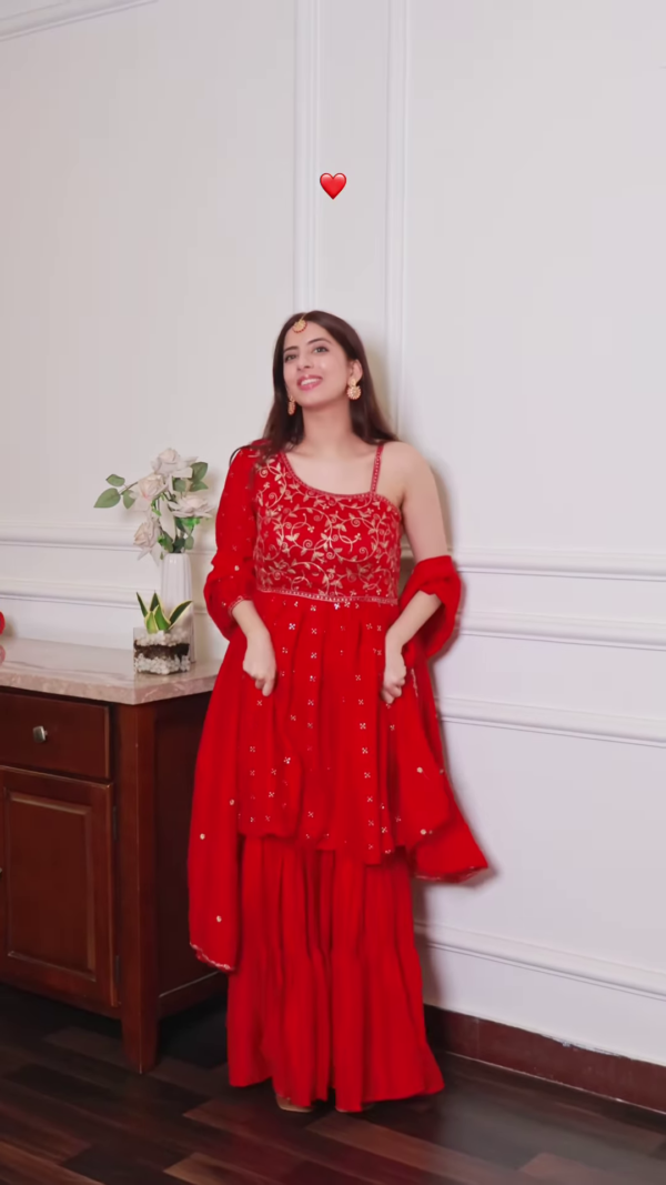 Royal Purple Embroidered Sharara Set – Timeless Elegance - Image 3