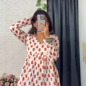 White Cotton Printed Peplum Top – Chic & Comfortable