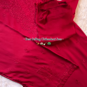 Ruby Red Chikankari Kurta Set – Timeless Elegance