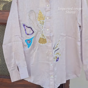 Luxury Embellished Imported Crepe Shirt – Effortless Glamour