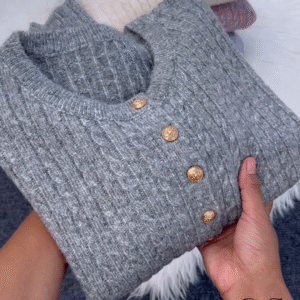 Gold-Button Cable Cardigan – Luxe, Cozy, and Timelessly Chic ✨🧶