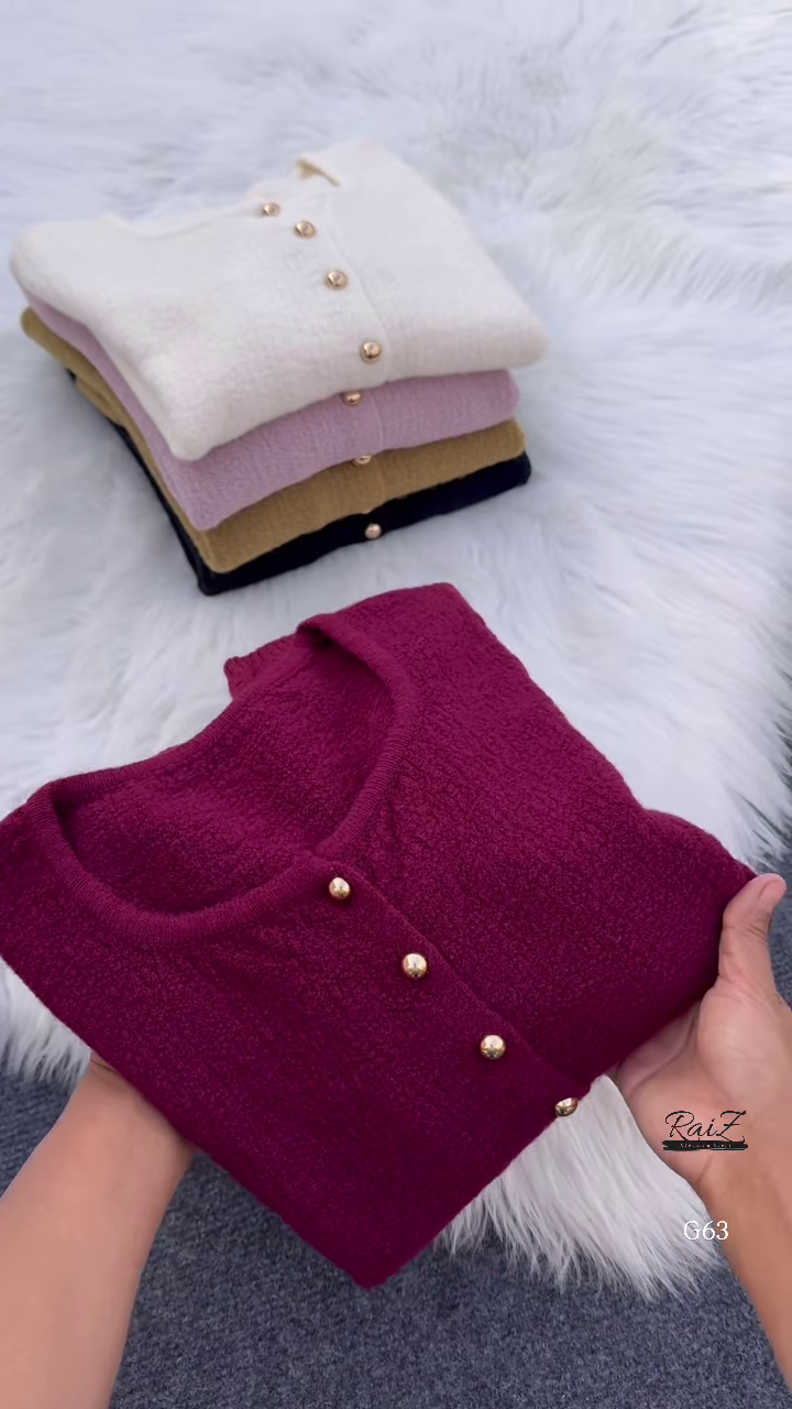 Plush Button Knit Cardigan – Soft, Minimal, and Effortlessly Luxe ✨🧶 - Image 3