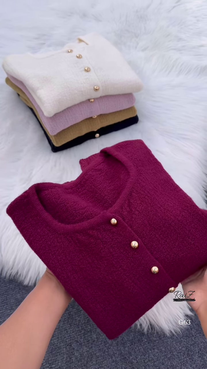 Classic Buttoned Knit Cardigans 🧶 Available in Mustard, Black, Burgundy, Lavender & White - Image 3