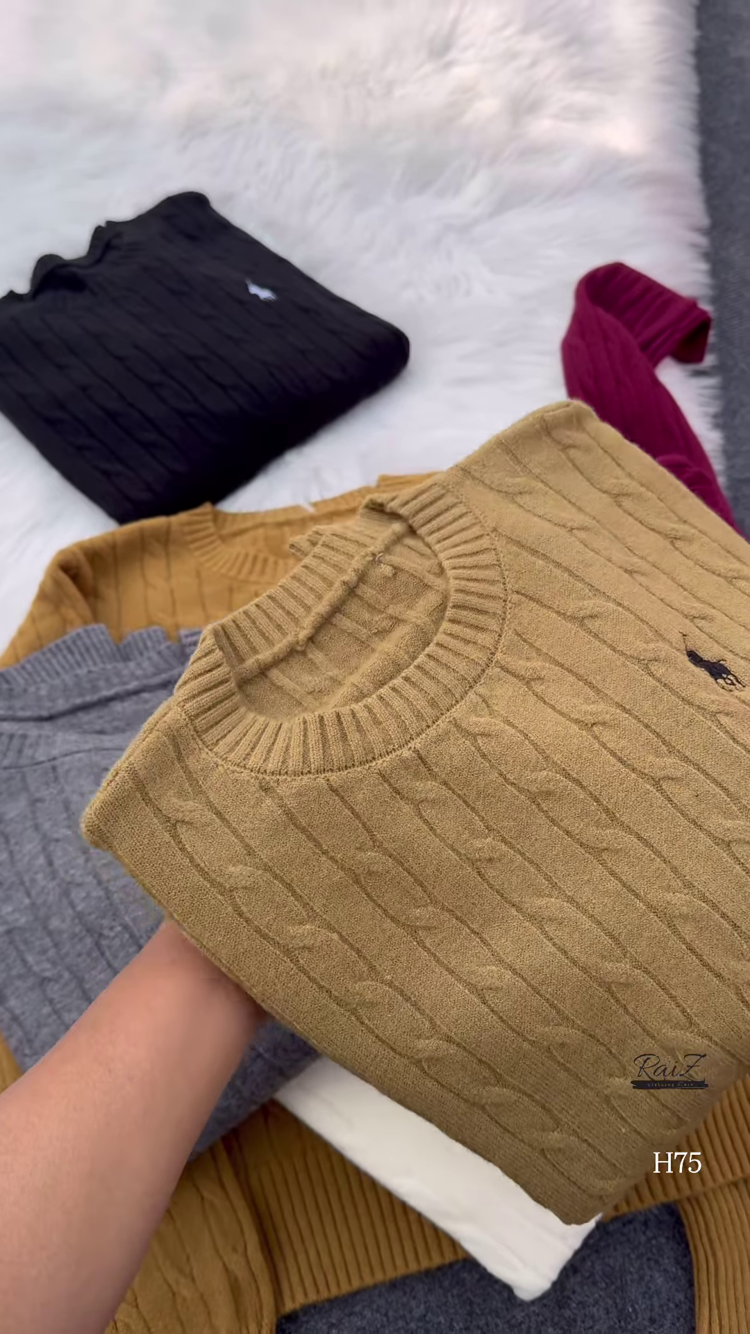 Cable-Knit Embroidered Sweaters 🧥 Available in Black, Beige, White, Gray, Mustard & Burgundy - Image 6