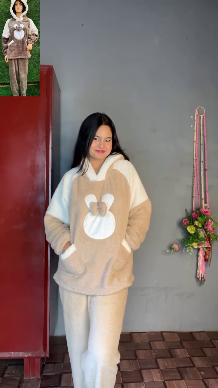 Plush Teddy Embroidery Nightwear Set – Soft, Snuggly Lounge Comfort for All Ages 🧸✨ - Image 3