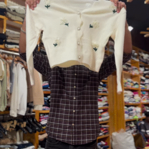 Floral Embroidered Knit Cardigans 🌸🧶 With Pearl Buttons – Purple, Blue & Pink Variants