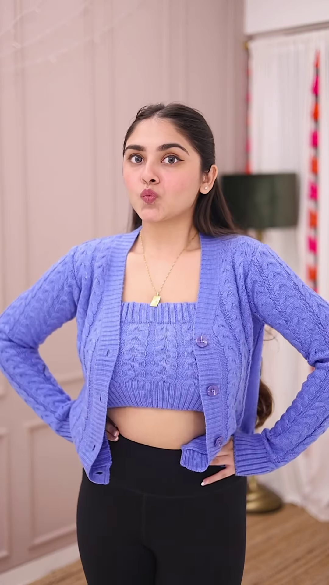 Blue-Toned Knitwear Trio π§₯π β Striped Sweater, Navy Cardigan & Cable-Knit Co-Ord Set - Image 4