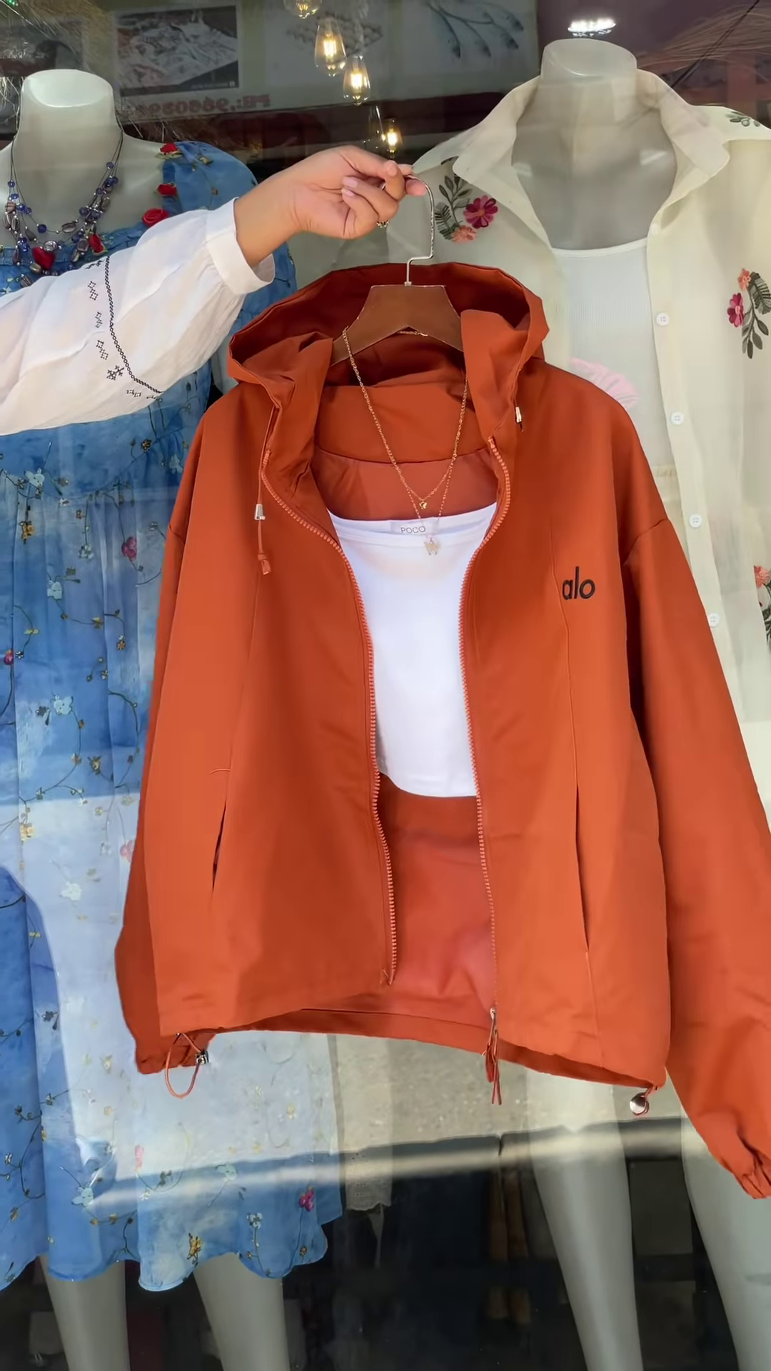 Boutique Hooded Zip-Up Jackets 🧥🌸 – Orange, White & Purple Variants with Layered Styling - Image 2