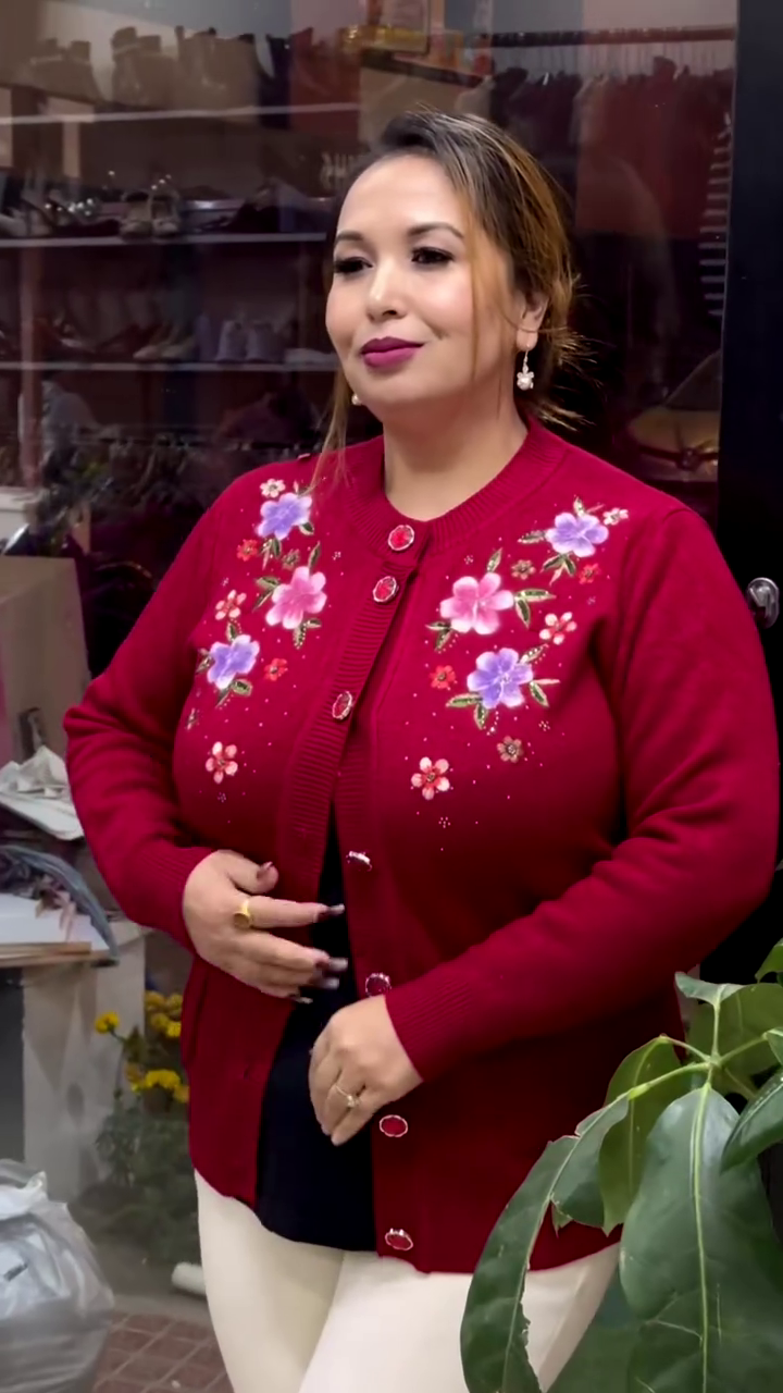 Floral Embroidered Button-Up Cardigans πΈπ§₯ β Available in 10 Vibrant Colors with Pocket & Textured Detailing