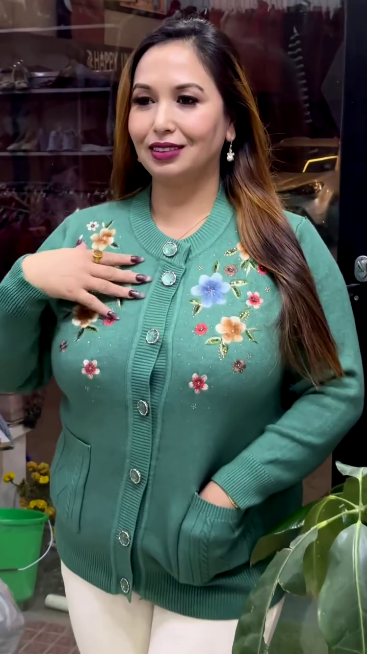 Floral Embroidered Button-Up Cardigans πΈπ§₯ β Available in 10 Vibrant Colors with Pocket & Textured Detailing - Image 5