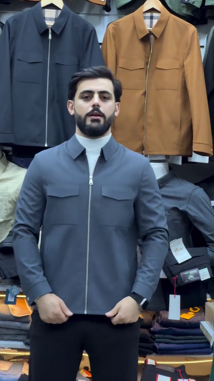 GRAY ZIP-UP UTILITY JACKET - Image 2