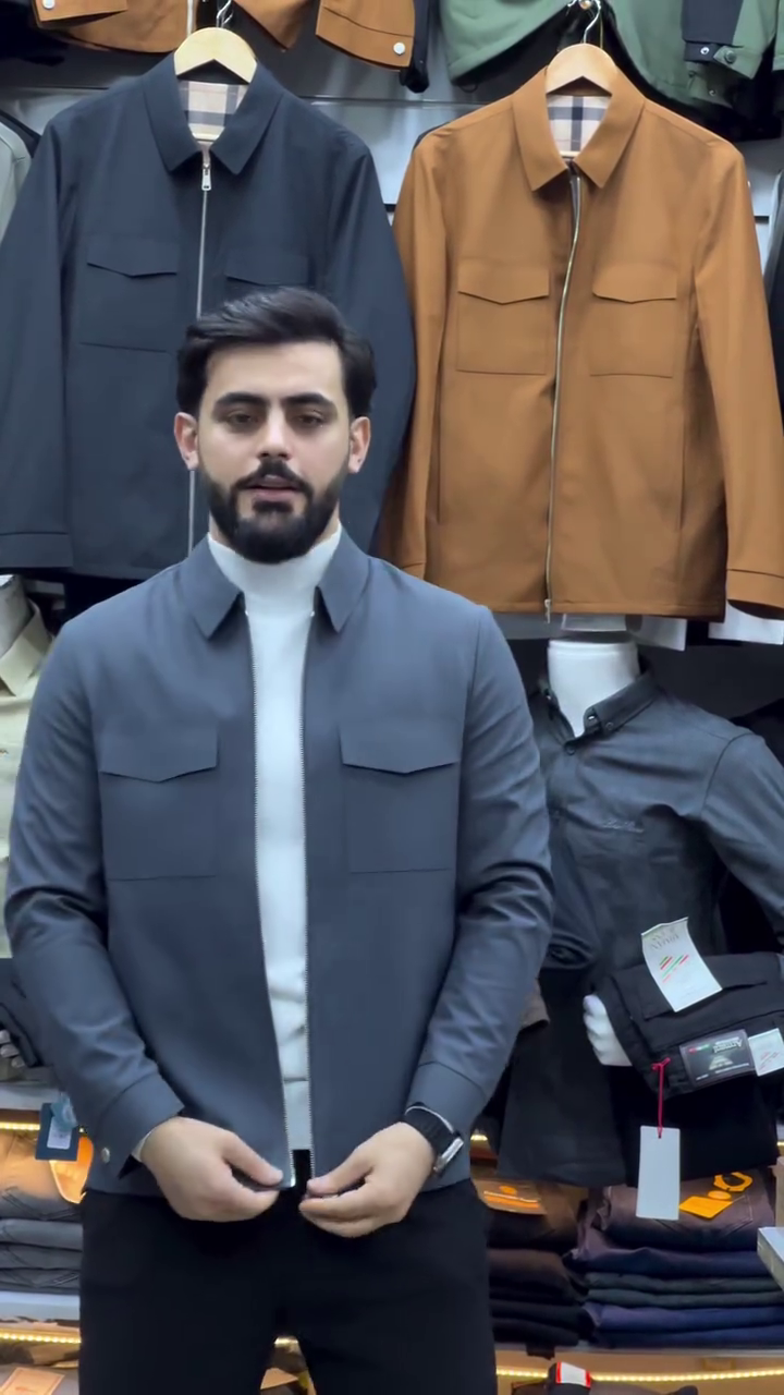 GRAY ZIP-UP UTILITY JACKET