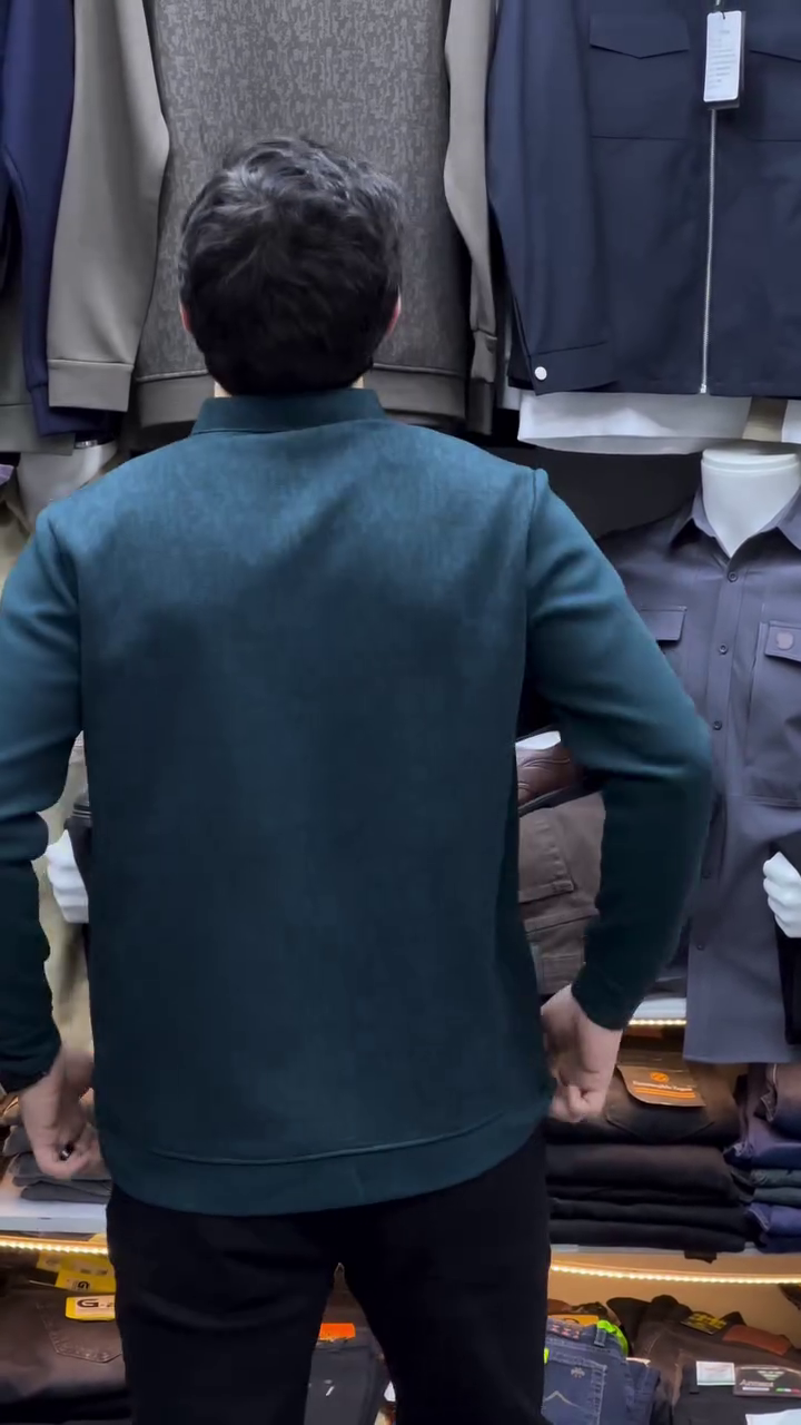 DARK GREEN V-NECK CASUAL SWEATER - Image 2