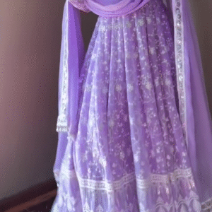 Lavender Heavy Embroidered Anarkali Suit with Dupatta – Elegant Premium Collection