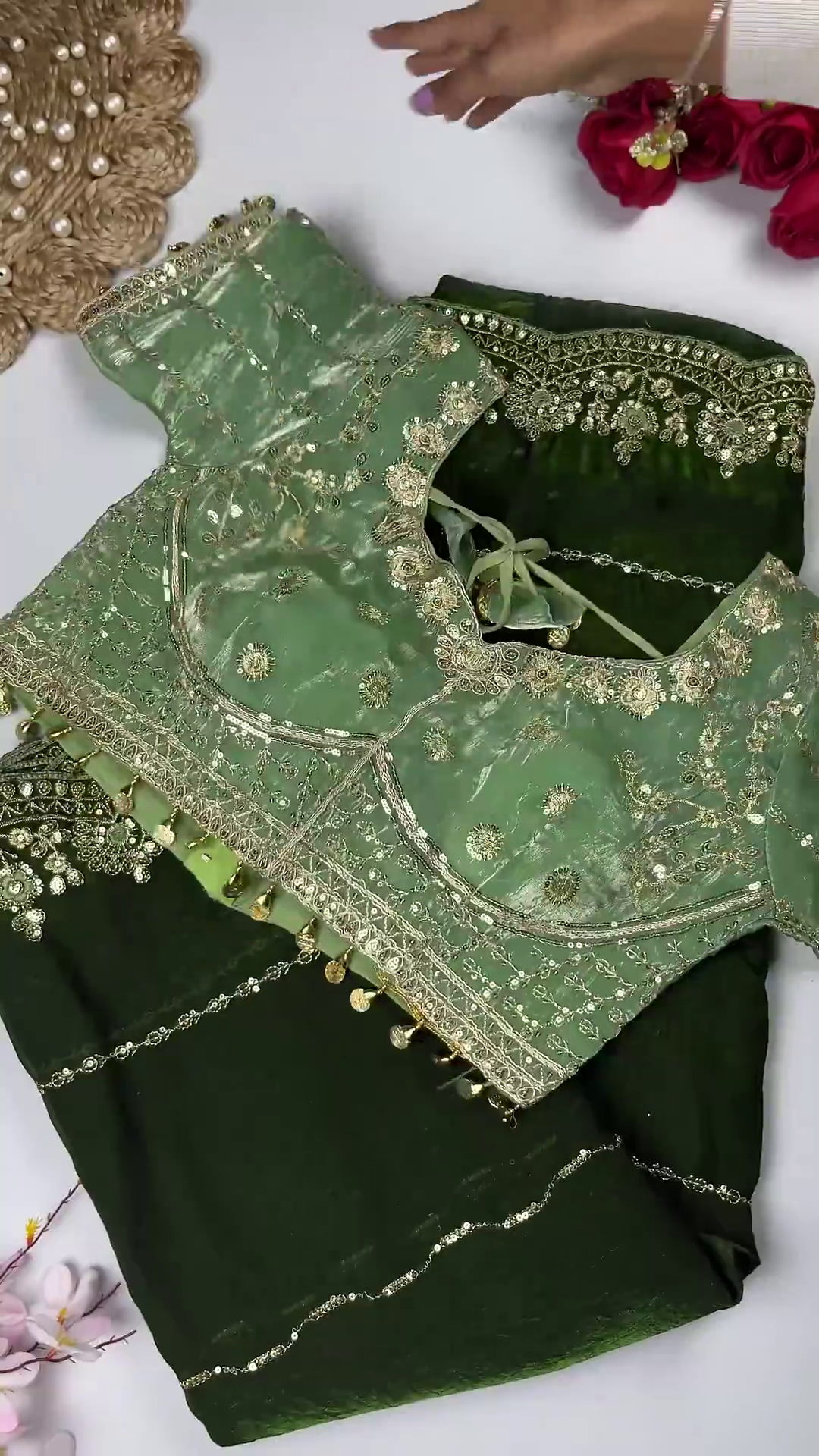 Classic Black & Ivory Heavy Embroidered Designer Blouse with Coin Latkan Border - Image 4