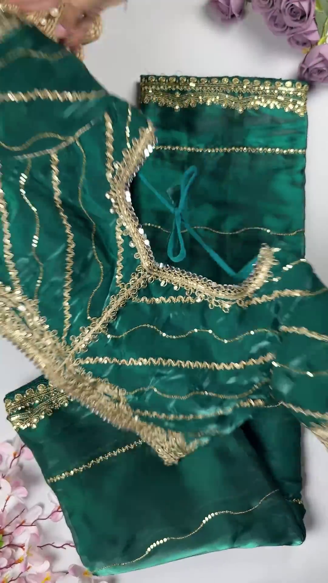 Premium Magenta Rani Pink Heavy Embroidered Designer Blouse with Dupatta Set - Image 3