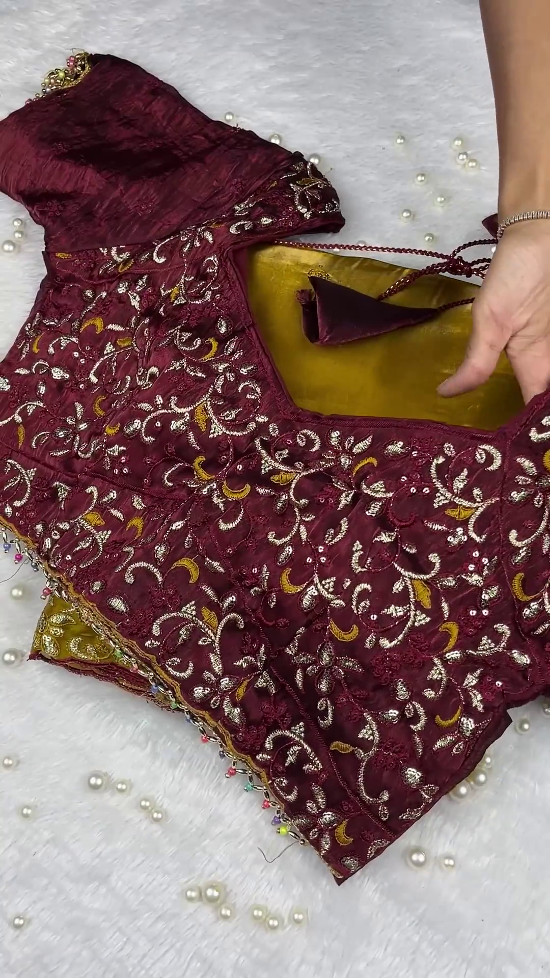 Premium Bridal Wine Maroon Heavy Embroidered Designer Blouse with Dupatta Set