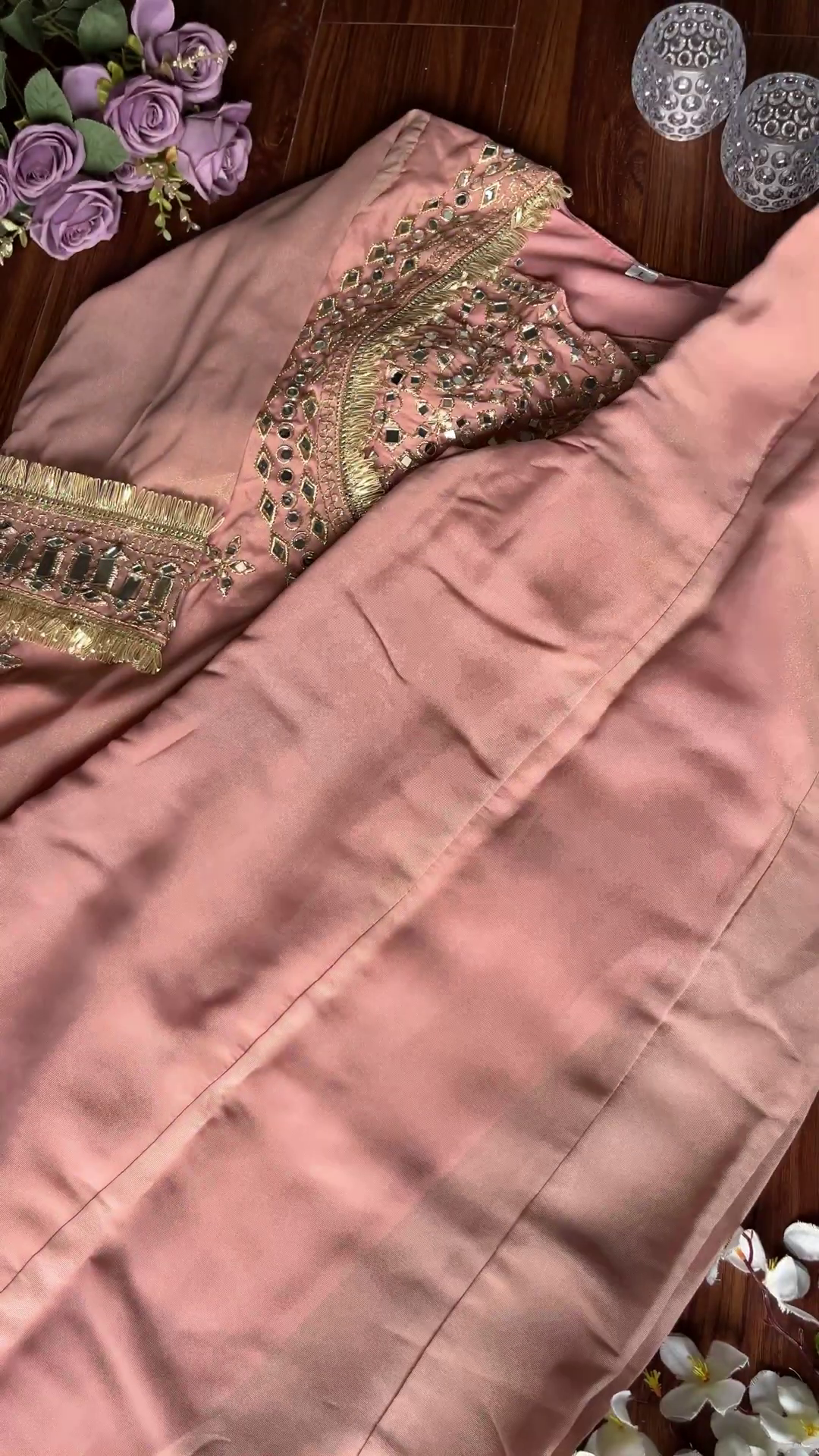 Blush Rose Mirror-Work Designer Kurta Set - Image 2