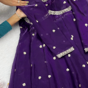 Royal Purple Anarkali with Scalloped Zari Borders
