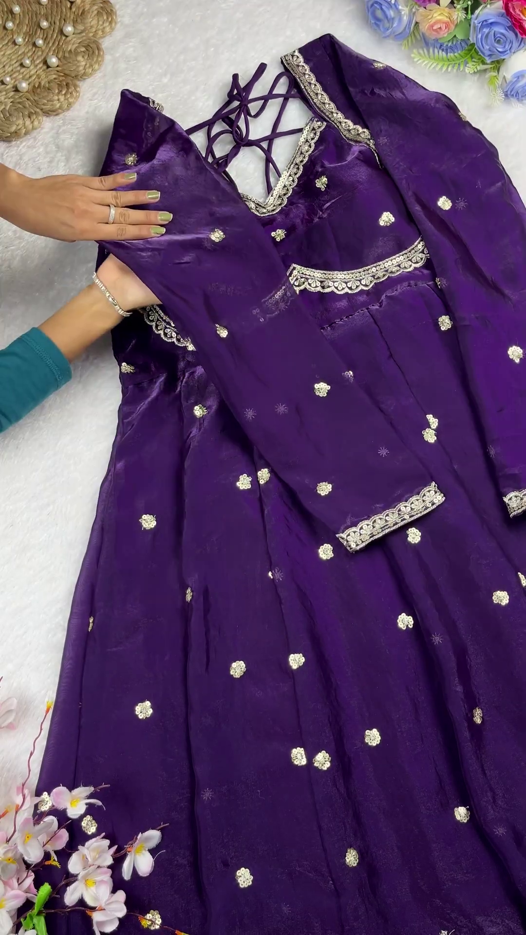 Royal Purple Anarkali with Scalloped Zari Borders