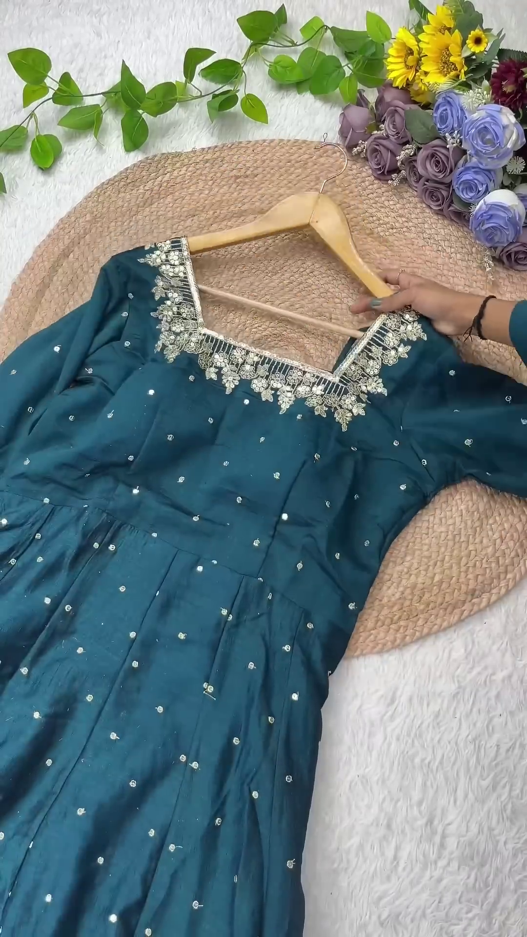 Grand Midnight Black Anarkali with Golden Zari Artistry - Image 8