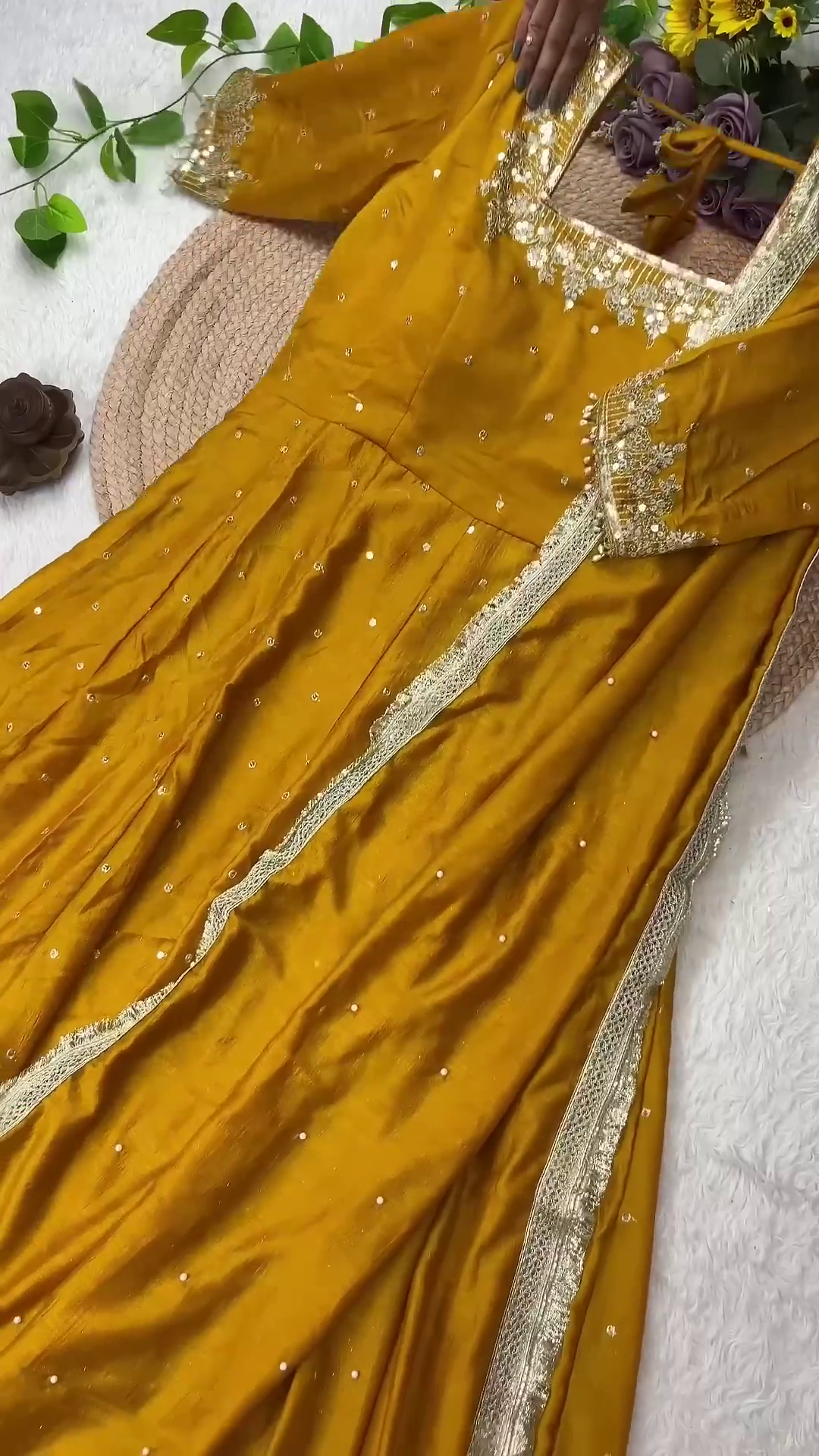 Grand Midnight Black Anarkali with Golden Zari Artistry - Image 6