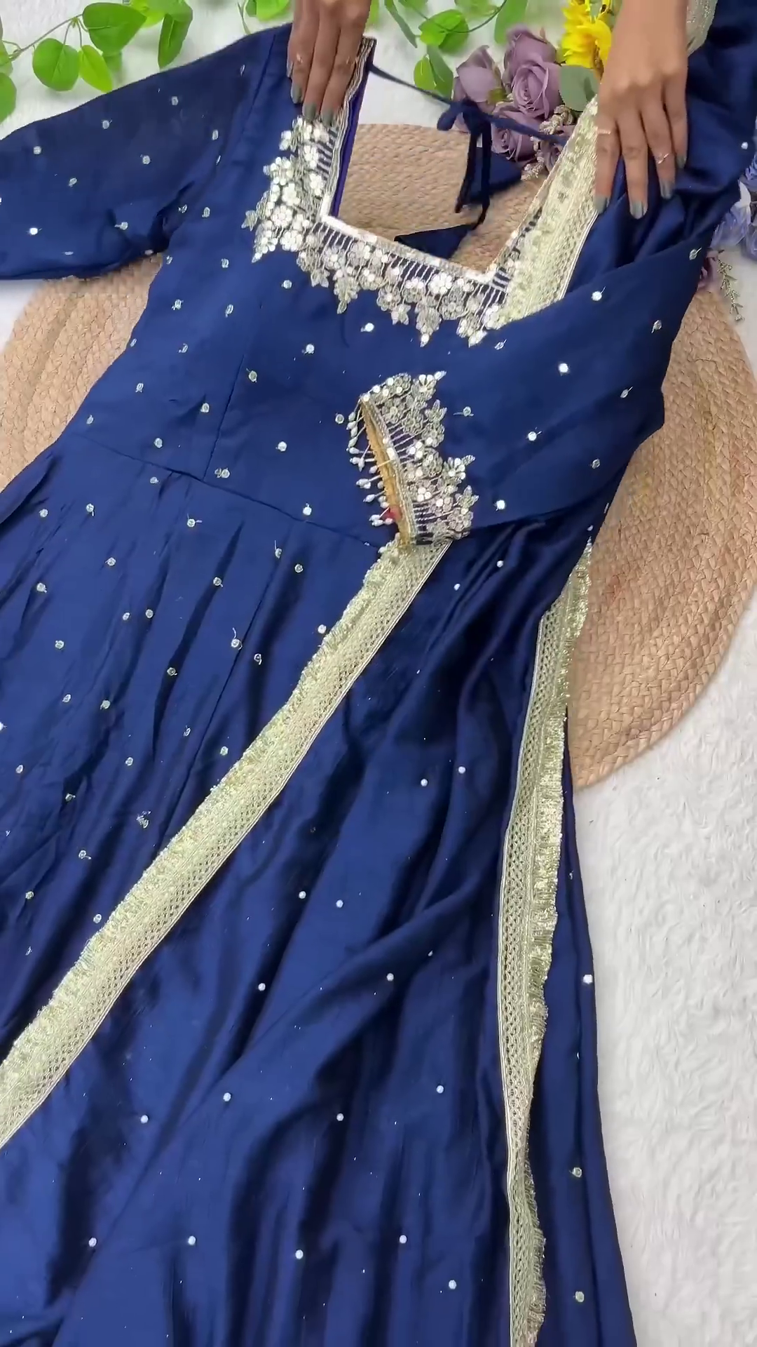 Grand Midnight Black Anarkali with Golden Zari Artistry - Image 4