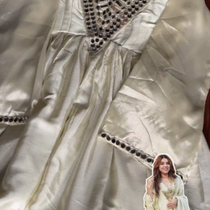 Luminous Cream Mirror-Work Sharara Set