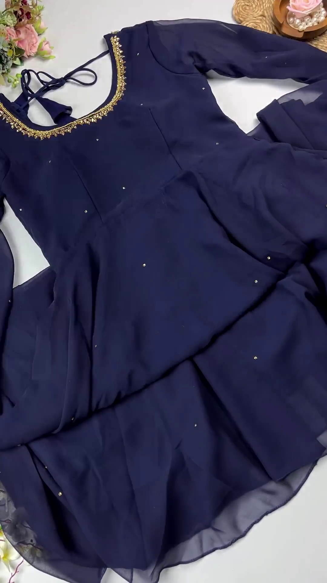 Forest Green Anarkali with Scalloped Zari Detailing - Image 5