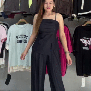 Women’s Elegant Two-Piece Wide-Leg Pant Set