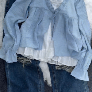 Ruffled Layered Blouse with Inner Top