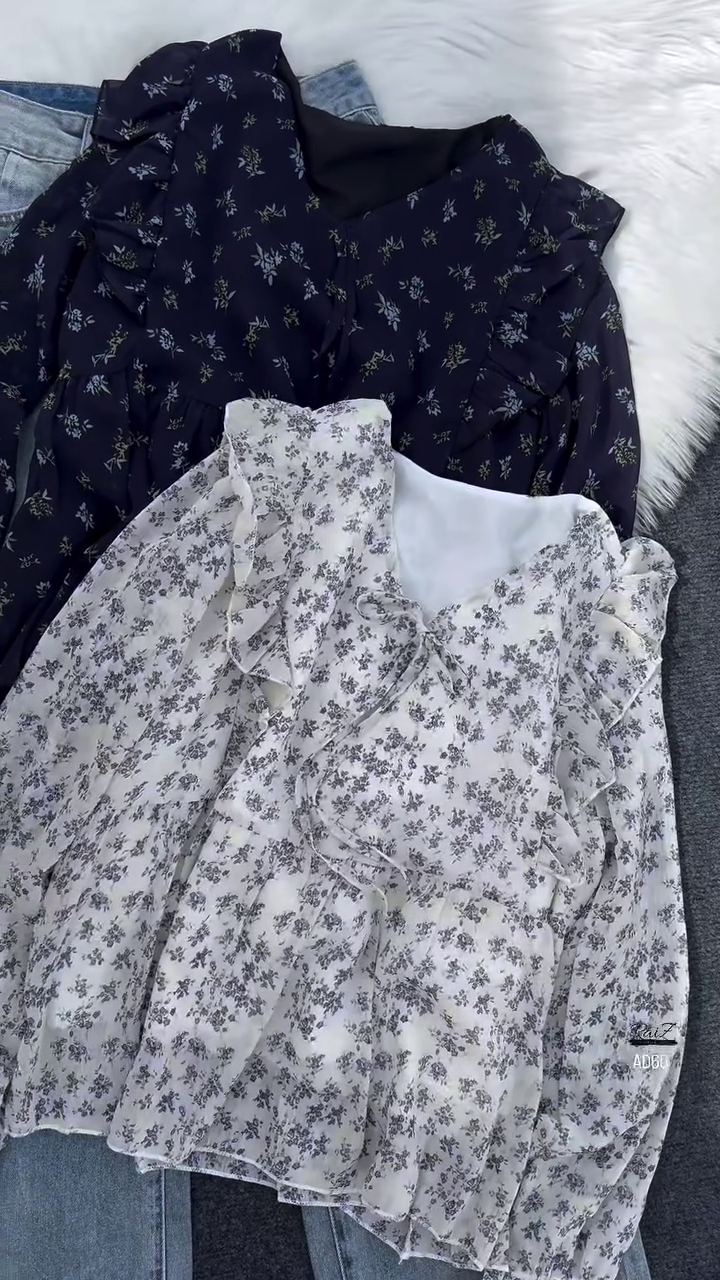 Floral Ruffled Chiffon Blouse - Image 2