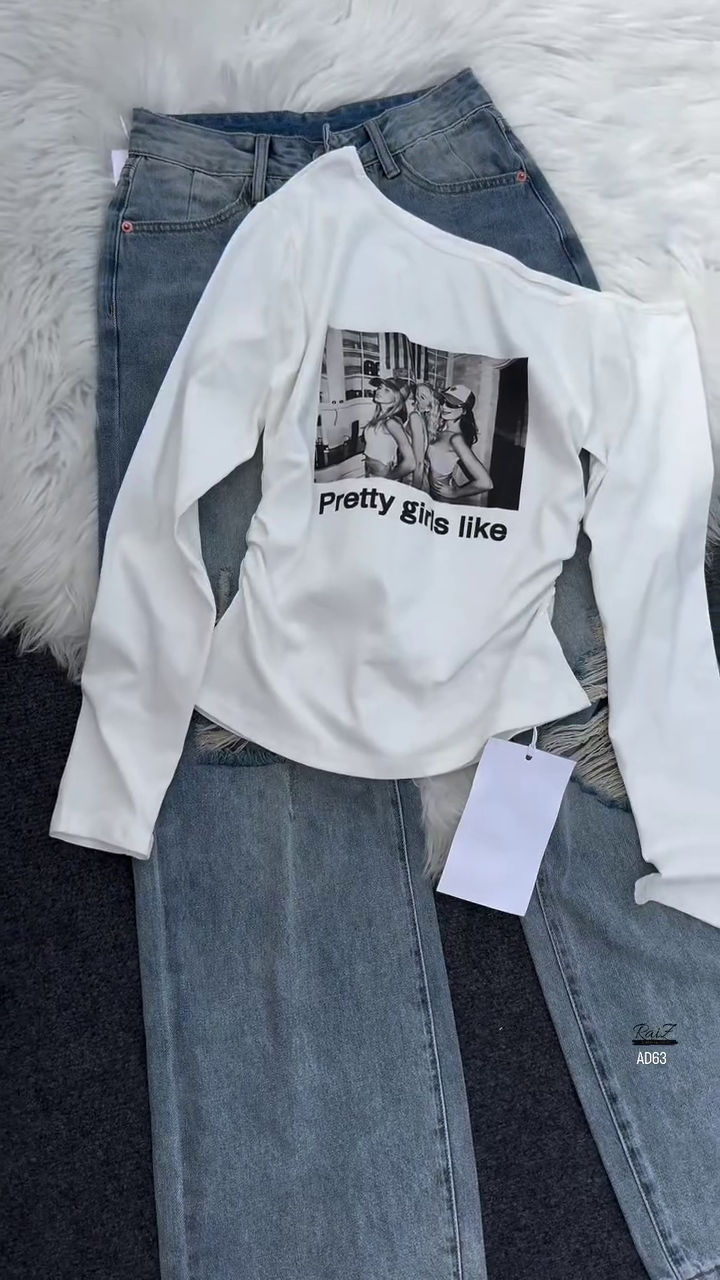 Grey Graphic Long Sleeve Tee - Image 4