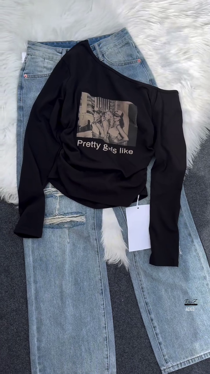 Grey Graphic Long Sleeve Tee - Image 3