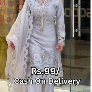 Celestial Pearl Grey Embroidered Organza Suit Set