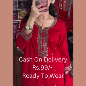 Royal Crimson Silk Suit with Zardosi Artistry