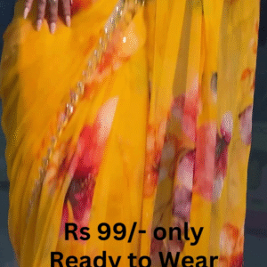 Sunburst Floral Organza Saree with Scalloped Zari Trim