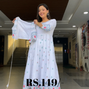 Ethereal White Anarkali Set with Embroidered Jacket