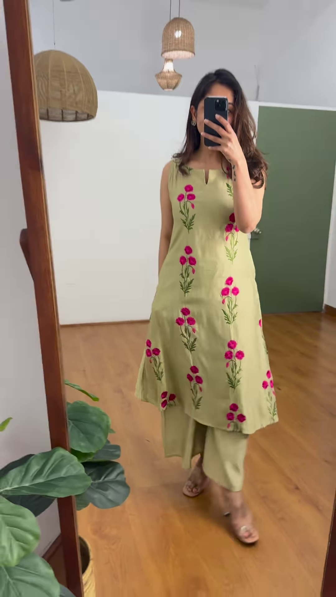 Olive Bloom Embroidered Co-Ord Set β Ethnic Charm with a Modern Twist