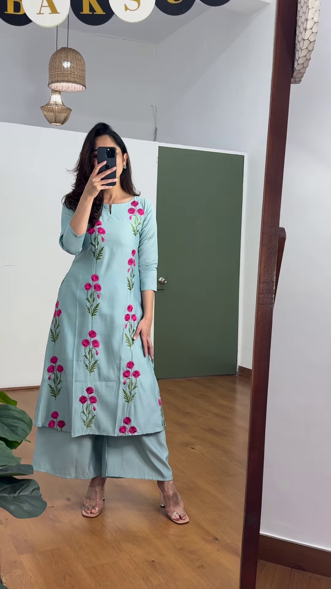 Olive Bloom Embroidered Co-Ord Set β Ethnic Charm with a Modern Twist - Image 2