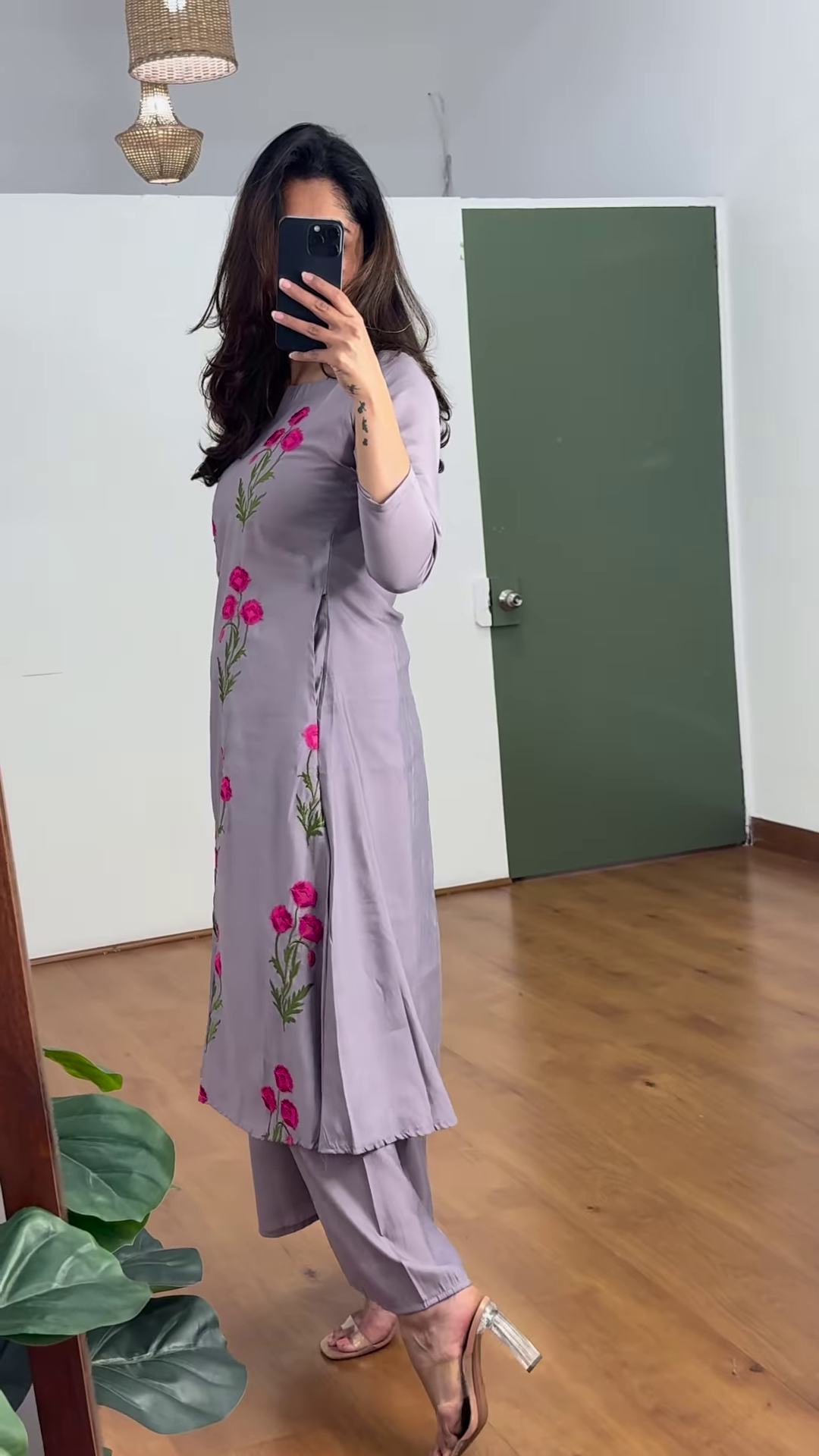 Olive Bloom Embroidered Co-Ord Set β Ethnic Charm with a Modern Twist - Image 3