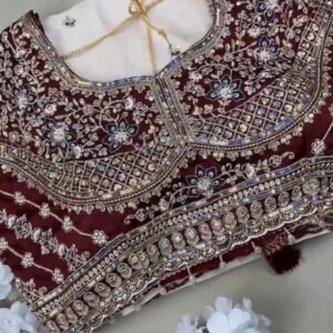 Regal Maroon & White Sequined Embroidered Saree Set – Available in Maroon & White