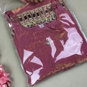 Enchanting Mauve Shimmer Embroidered Kurta with Mirror Work Detailing