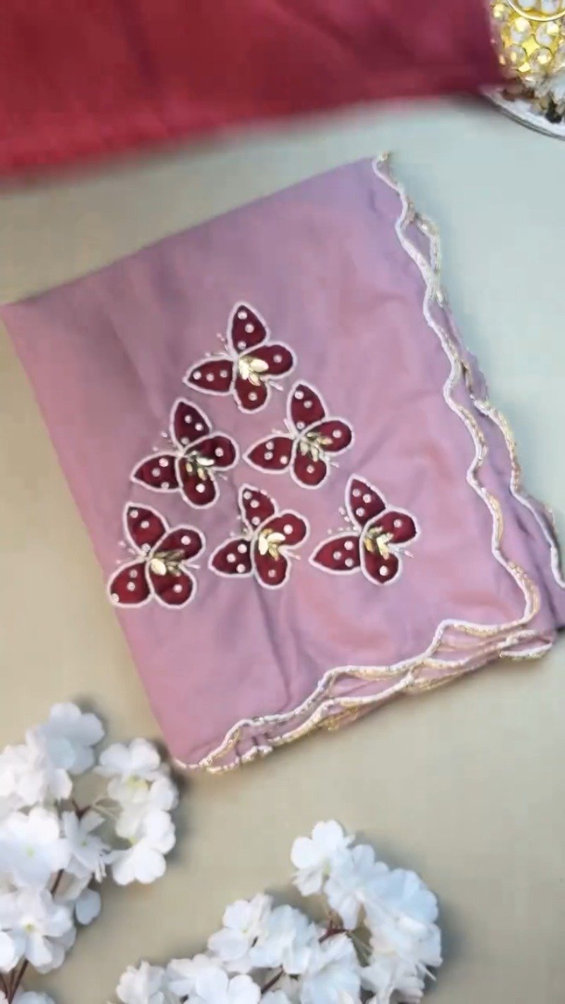 Enchanting Butterfly Embellished Kurta Set β Available in Deep Crimson & Soft Mauve