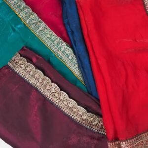 Royal Velvet Embroidered Blouse and Shimmer Saree Ensemble – Available in Wine, Midnight Blue, Emerald Green, Mustard Yellow & Red