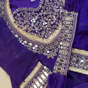 Royal Purple Mirror-Work Handcrafted Festive Kurta