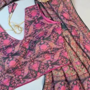 Midnight Bloom Floral Paisley Embroidered Co-ord Set – Available in Charcoal Black & Berry Plum